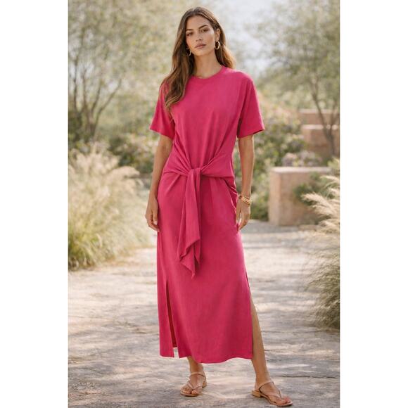 XiRENA Dresses & Skirts - Xirena Tianna Maxi Dress Pink Cotton Slit Tie Front Size S